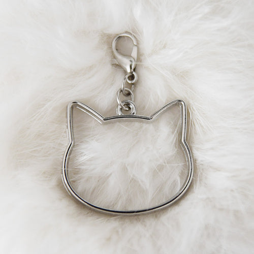 Pendant with clasp, Antique silver CAT HEAD