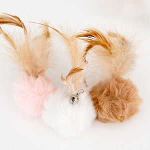 Fluffy ball with natural feathers, 3 soft colors