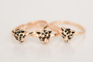 3 cute finger rings, CHEETAH. Light rose gold
