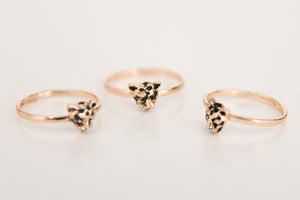 3 cute finger rings, CHEETAH. Light rose gold